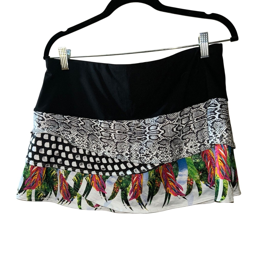 Lucky in Love Tennis Skort Large 12 Mixed Snake Floral Print Athletic Skirt L - Picture 2 of 6